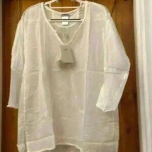 Kristense Du Nord Blouse/Coverup Size-3 Sheer Fabric In White NWT
